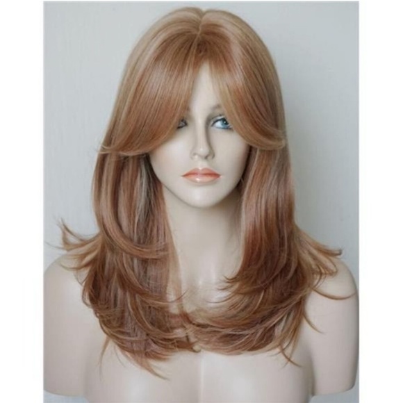 Layered Wigs Medium Length for women, Strawberry blonde